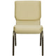 Beige Patterned Fabric/Gold Vein Frame |#| 18.5inchW Stacking Church Chair in Beige Patterned Fabric - Gold Vein Frame