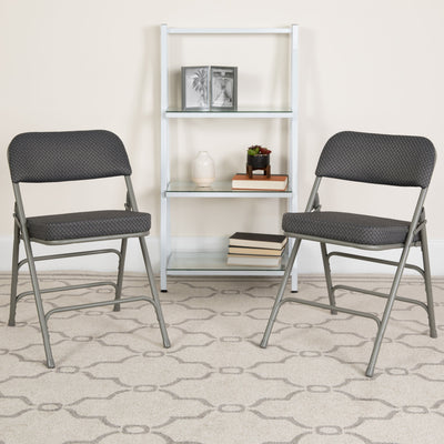HERCULES Series 18"W Premium Curved Triple Braced & Hinged Fabric Upholstered Metal Folding Chair - View 2