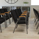 Black Fabric/Silver Vein Frame |#| 21inch Stackable Church Chair with Arms in Black Fabric - Silver Vein Frame