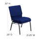 Navy Blue Fabric/Silver Vein Frame |#| 21inchW Church Chair in Navy Blue Fabric with Cup Book Rack - Silver Vein Frame