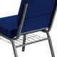 Navy Blue Fabric/Silver Vein Frame |#| 21inchW Church Chair in Navy Blue Fabric with Cup Book Rack - Silver Vein Frame