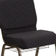 Black Dot Patterned Fabric/Gold Vein Frame |#| 21inchW Church Chair in Black Dot Patterned Fabric with Cup Book Rack - Gold Frame