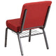 Crimson Fabric/Silver Vein Frame |#| 21inchW Church Chair in Crimson Fabric with Cup Book Rack - Silver Vein Frame