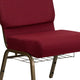 Burgundy Fabric/Gold Vein Frame |#| 21inchW Church Chair in Burgundy Fabric with Cup Book Rack - Gold Vein Frame