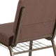 Brown Dot Fabric/Gold Vein Frame |#| 21inchW Church Chair in Brown Dot Fabric with Book Rack - Gold Vein Frame