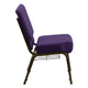 Royal Purple Fabric/Gold Vein Frame |#| 21inchW Church Chair in Royal Purple Fabric with Cup Book Rack - Gold Vein Frame