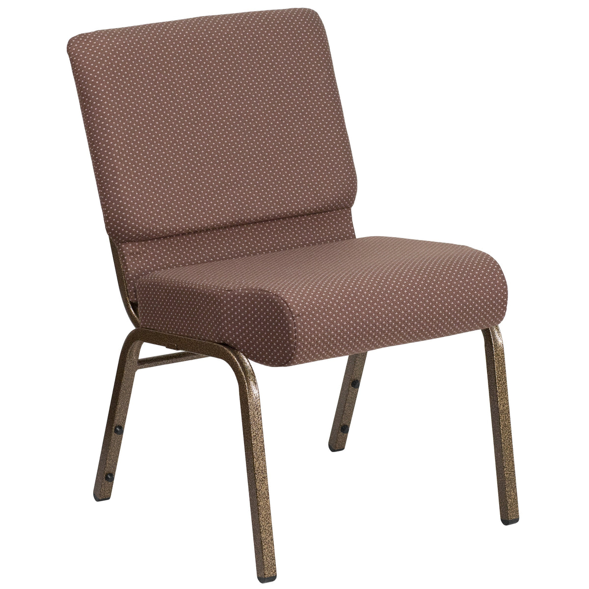 Brown Dot Fabric/Gold Vein Frame |#| 21inchW Stacking Church Chair in Brown Dot Fabric - Gold Vein Frame