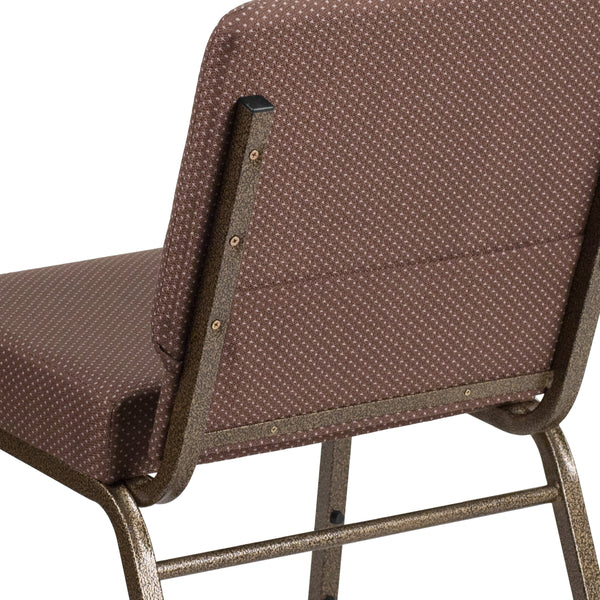 Brown Dot Fabric/Gold Vein Frame |#| 21inchW Stacking Church Chair in Brown Dot Fabric - Gold Vein Frame