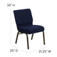 Navy Blue Dot Patterned Fabric/Gold Vein Frame |#| 21inchW Stacking Church Chair in Navy Blue Dot Patterned Fabric - Gold Vein Frame