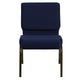 Navy Blue Dot Patterned Fabric/Gold Vein Frame |#| 21inchW Stacking Church Chair in Navy Blue Dot Patterned Fabric - Gold Vein Frame