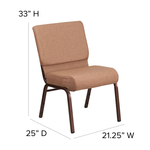 Caramel Fabric/Copper Vein Frame |#| 21inchW Stacking Church Chair in Caramel Fabric - Copper Vein Frame