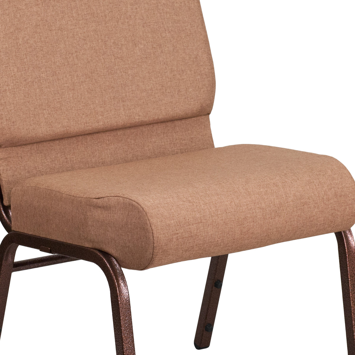 Caramel Fabric/Copper Vein Frame |#| 21inchW Stacking Church Chair in Caramel Fabric - Copper Vein Frame