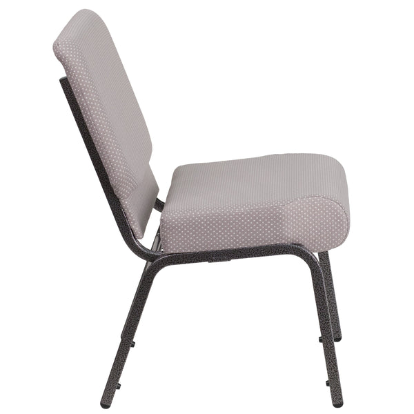 Gray Dot Fabric/Silver Vein Frame |#| 21inchW Church Chair in Gray Dot Fabric - Silver Vein Frame