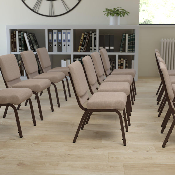 Beige Fabric/Copper Vein Frame |#| 21inchW Stacking Church Chair in Beige Fabric - Copper Vein Frame