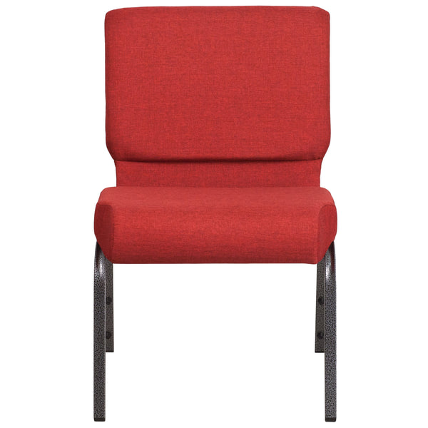 Crimson Fabric/Silver Vein Frame |#| 21inchW Stacking Church Chair in Crimson Fabric - Silver Vein Frame