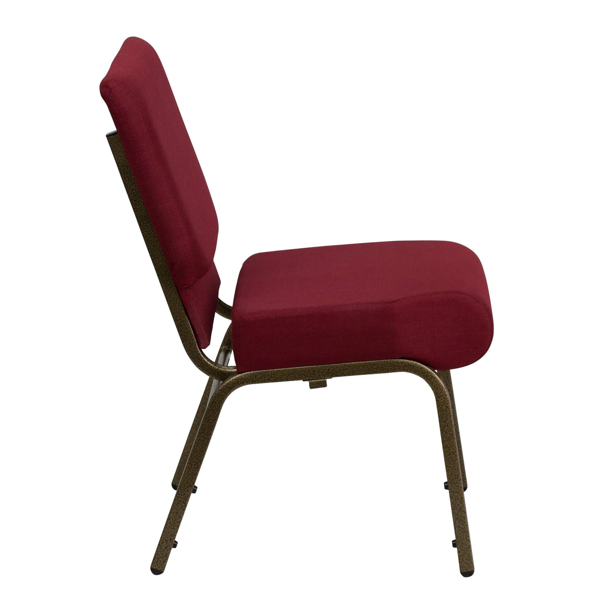 Burgundy Fabric/Gold Vein Frame |#| 21inchW Stacking Church Chair in Burgundy Fabric - Gold Vein Frame