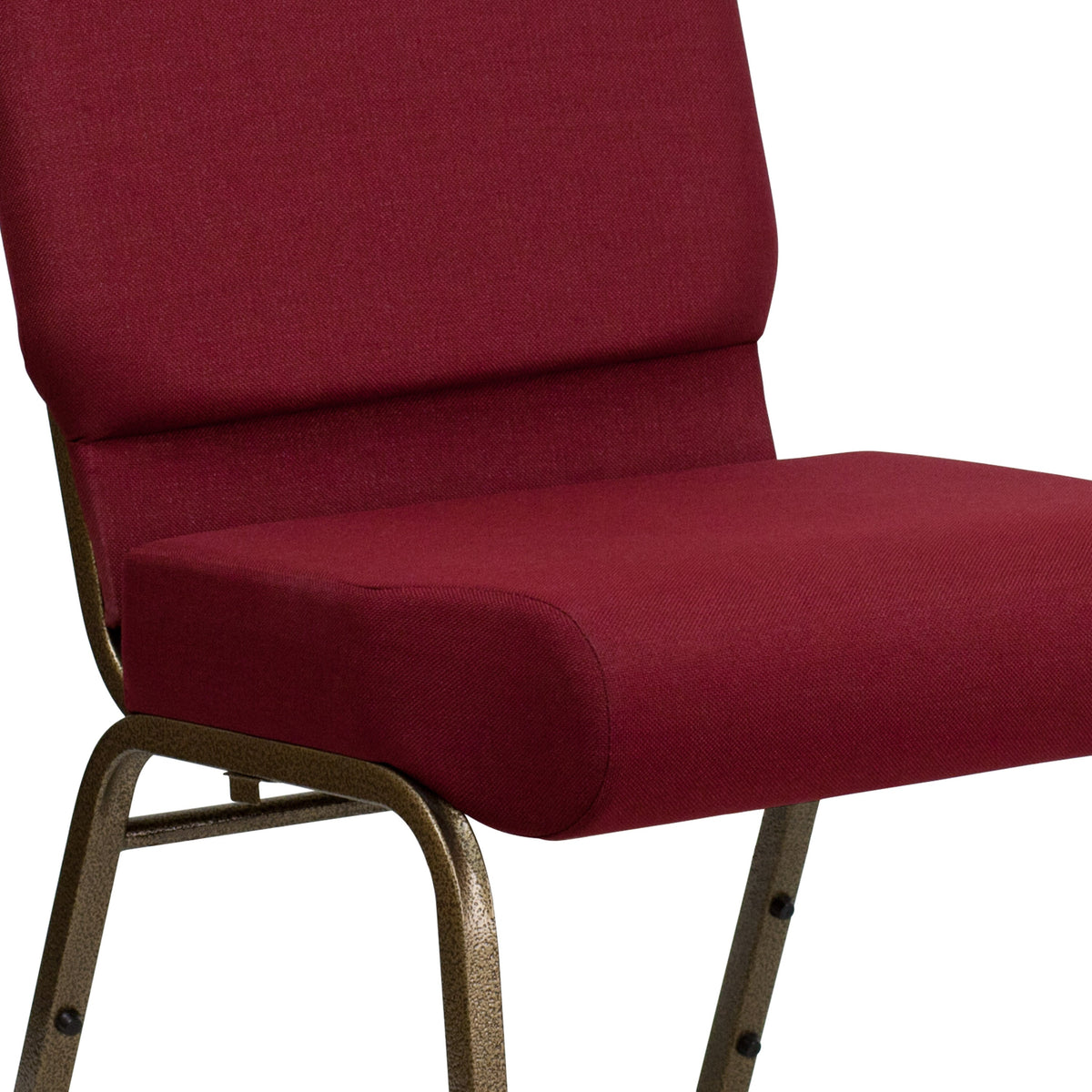 Burgundy Fabric/Gold Vein Frame |#| 21inchW Stacking Church Chair in Burgundy Fabric - Gold Vein Frame