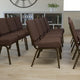 Brown Fabric/Gold Vein Frame |#| 21inchW Stacking Church Chair in Brown Fabric - Gold Vein Frame