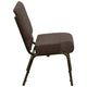 Brown Fabric/Gold Vein Frame |#| 21inchW Stacking Church Chair in Brown Fabric - Gold Vein Frame