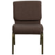 Brown Fabric/Gold Vein Frame |#| 21inchW Stacking Church Chair in Brown Fabric - Gold Vein Frame