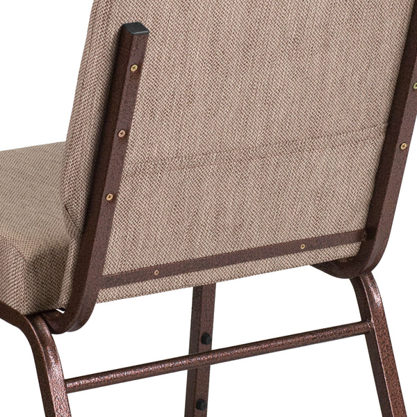 Beige Fabric/Copper Vein Frame |#| 21inchW Stacking Church Chair in Beige Fabric - Copper Vein Frame