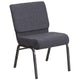 Dark Gray Fabric/Silver Vein Frame |#| 21inchW Church Chair in Dark Gray Fabric - Silver Vein Frame