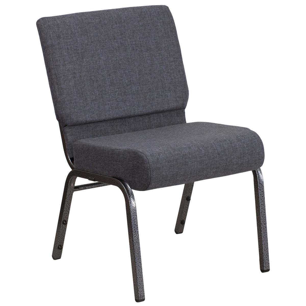 Dark Gray Fabric/Silver Vein Frame |#| 21inchW Church Chair in Dark Gray Fabric - Silver Vein Frame