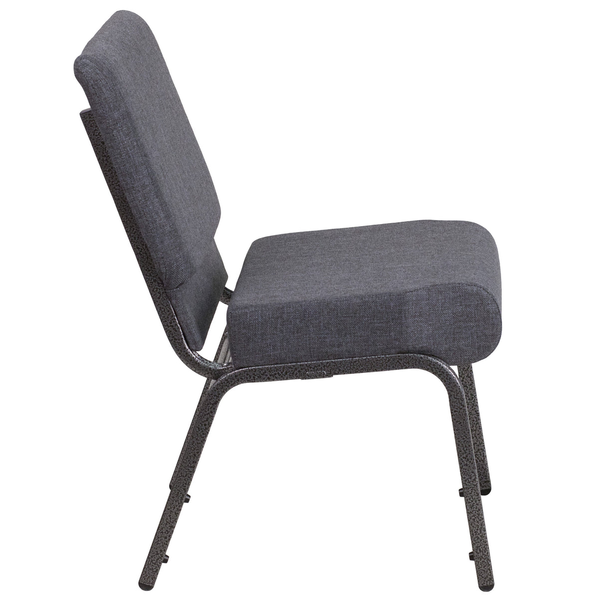 Dark Gray Fabric/Silver Vein Frame |#| 21inchW Church Chair in Dark Gray Fabric - Silver Vein Frame