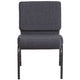 Dark Gray Fabric/Silver Vein Frame |#| 21inchW Church Chair in Dark Gray Fabric - Silver Vein Frame