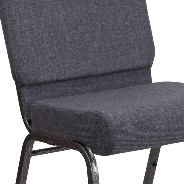 Dark Gray Fabric/Silver Vein Frame |#| 21inchW Church Chair in Dark Gray Fabric - Silver Vein Frame