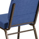 Blue Fabric/Gold Vein Frame |#| 21inchW Stacking Church Chair in Blue Fabric - Gold Vein Frame