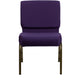 Royal Purple Fabric/Gold Vein Frame |#| 21inchW Stacking Church Chair in Royal Purple Fabric - Gold Vein Frame