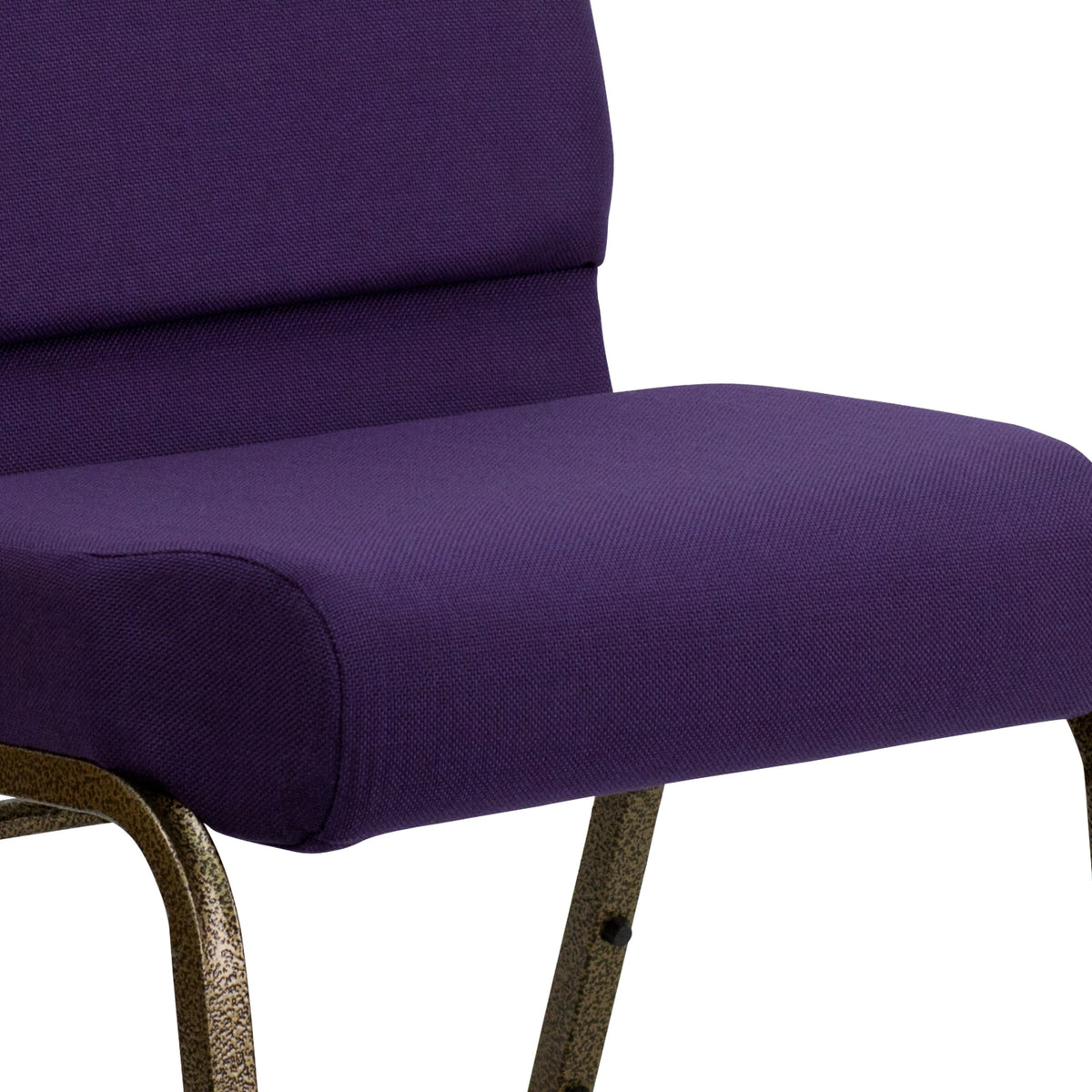 Royal Purple Fabric/Gold Vein Frame |#| 21inchW Stacking Church Chair in Royal Purple Fabric - Gold Vein Frame