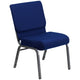 Navy Blue Fabric/Silver Vein Frame |#| 21inchW Stacking Church Chair in Navy Blue Fabric - Silver Vein Frame