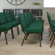 Hunter Green Dot Patterned Fabric/Gold Vein Frame |#| 21inchW Stacking Church Chair in Hunter Green Dot Patterned Fabric-Gold Vein Frame