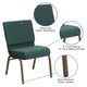 Hunter Green Dot Patterned Fabric/Gold Vein Frame |#| 21inchW Stacking Church Chair in Hunter Green Dot Patterned Fabric-Gold Vein Frame