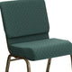 Hunter Green Dot Patterned Fabric/Gold Vein Frame |#| 21inchW Stacking Church Chair in Hunter Green Dot Patterned Fabric-Gold Vein Frame
