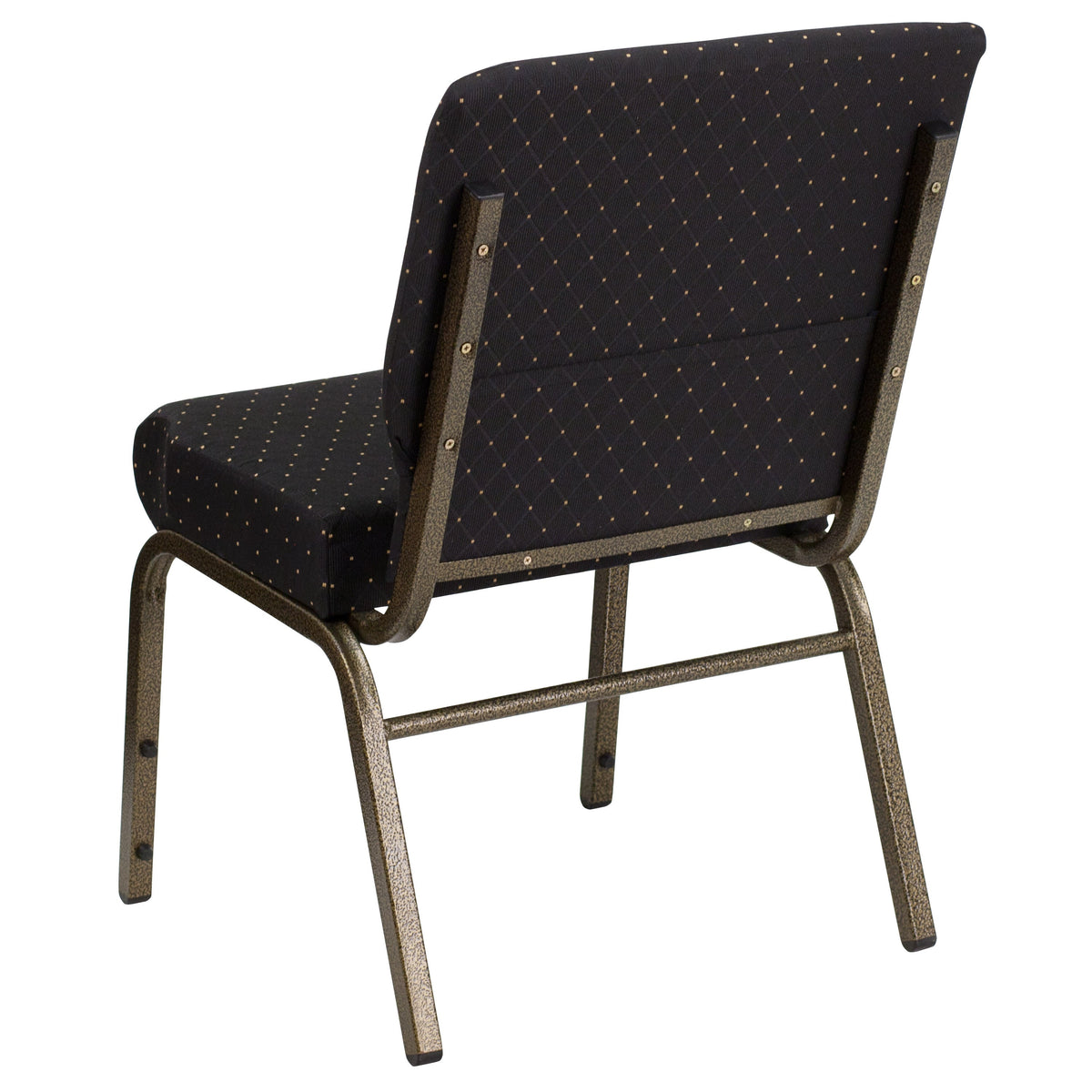 Black Dot Patterned Fabric/Gold Vein Frame |#| 21inchW Stacking Church Chair in Black Dot Patterned Fabric - Gold Vein Frame