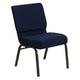 Navy Blue Dot Patterned Fabric/Gold Vein Frame |#| 21inchW Stacking Church Chair in Navy Blue Dot Patterned Fabric - Gold Vein Frame