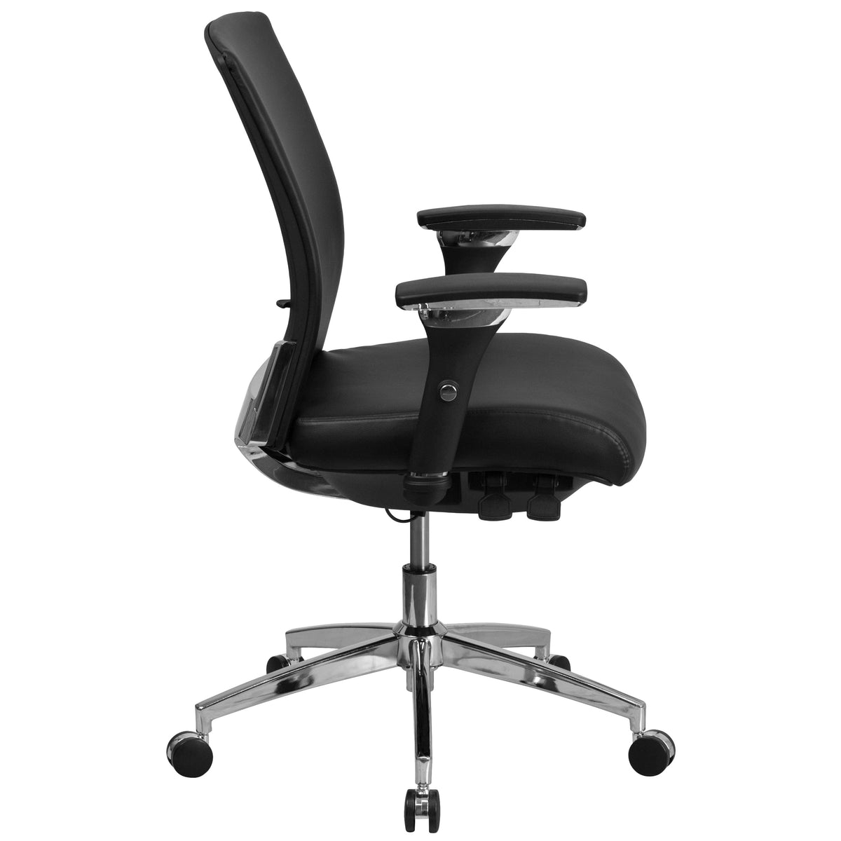 Black LeatherSoft |#| Intensive Use 300 lb. Rated Mid-Back Black LeatherSoft Multifunction Chair