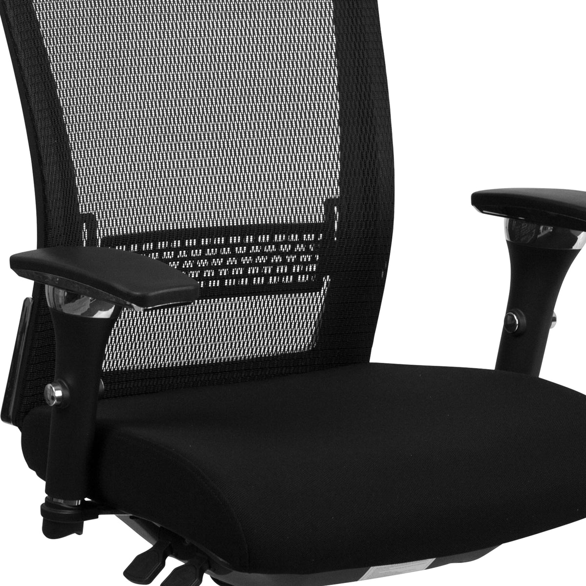 Black Mesh & Fabric |#| Intensive Use 300 lb. Rated Mid-Back Black Mesh Multifunction Chair-Seat Slider