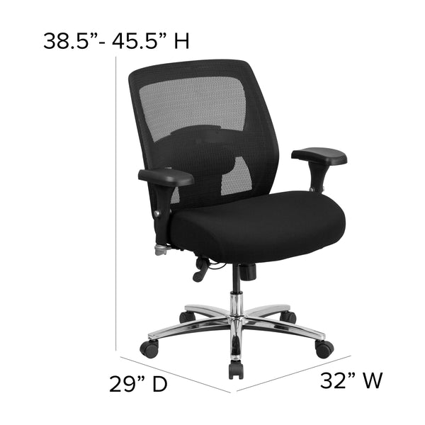 24/7 Intensive Use Big & Tall 500 lb. Rated Black Mesh Ergonomic Office Chair