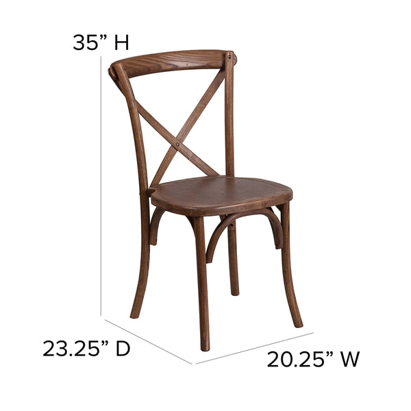 7' x 40inch Rustic Folding Farm Table Set with 6 Cross Back Chairs and Cushions