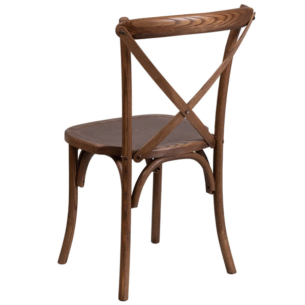 7' x 40inch Rustic Folding Farm Table Set with 6 Cross Back Chairs and Cushions