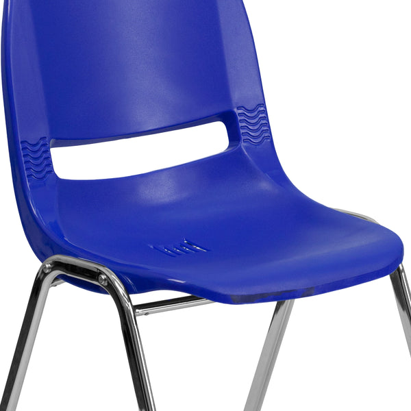 Navy Plastic/Chrome Frame |#| 880 lb. Capacity Navy Shell Stack Chair with Chrome Frame and 18inch Seat Height