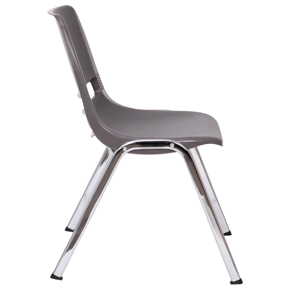 Gray Plastic/Chrome Frame |#| 880 lb. Capacity Gray Shell Stack Chair with Chrome Frame and 18inch Seat Height