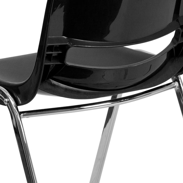 Black Plastic/Chrome Frame |#| 880 lb. Capacity Black Shell Stack Chair with Chrome Frame and 18inch Seat Height