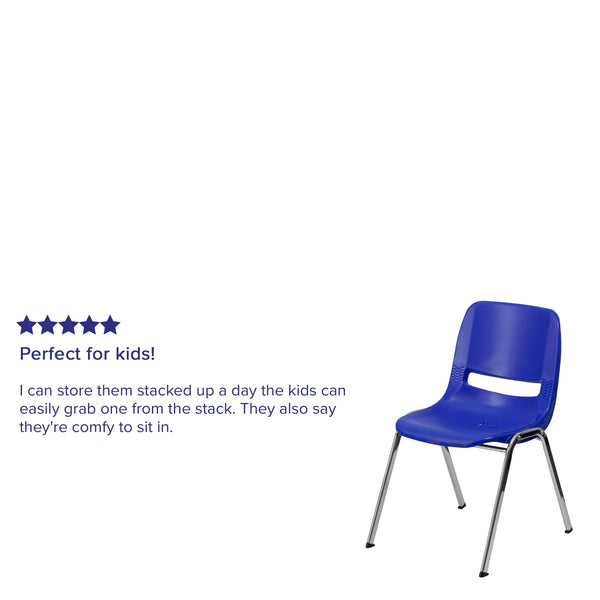 Navy Plastic/Chrome Frame |#| 880 lb. Capacity Navy Shell Stack Chair with Chrome Frame and 18inch Seat Height