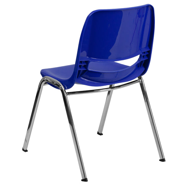 Navy Plastic/Chrome Frame |#| 880 lb. Capacity Navy Shell Stack Chair with Chrome Frame and 18inch Seat Height