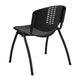 880 lb. Capacity Black Plastic Stack Chair with Oval Cutout Back and Black Frame